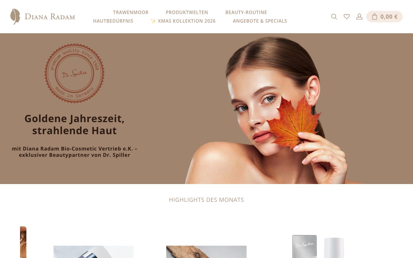 Startseite des Online-Shops von Radam Bio-Cosmetic